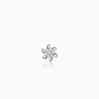 14K Gold Studded Bracelet with Floral Accent