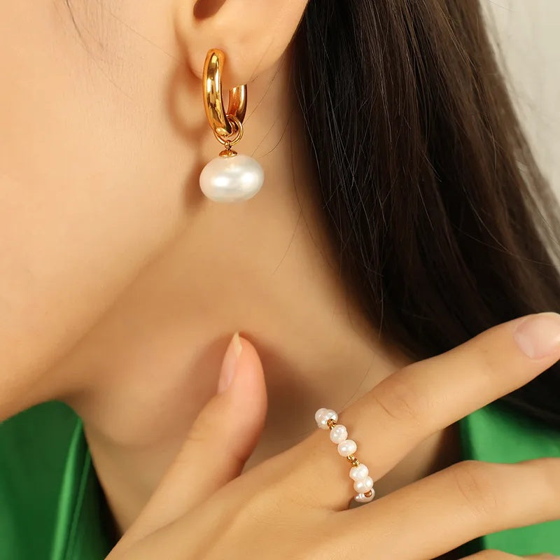 pearl hoop earring